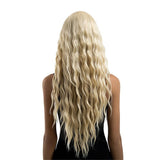 Maxbell 16 inch Natural Long Synthetic Wig Wave Front Lace Wig Heat Safe Wigs Beige Curly