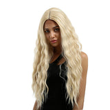 Maxbell 16 inch Natural Long Synthetic Wig Wave Front Lace Wig Heat Safe Wigs Beige Curly