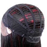 Maxbell 16 inch Natural Long Synthetic Wig Wave Front Lace Wig Heat Safe Wigs Black Straight