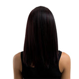 Maxbell 16 inch Natural Long Synthetic Wig Wave Front Lace Wig Heat Safe Wigs Black Straight