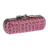 Max Cracked Stone Leather Lipstick Lip Gloss Case Storage Box Holder with Mirror Red Beans