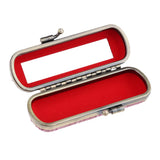 Max Cracked Stone Leather Lipstick Lip Gloss Case Storage Box Holder with Mirror Red Beans