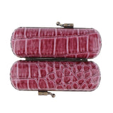 Max Cracked Stone Leather Lipstick Lip Gloss Case Storage Box Holder with Mirror Red Beans