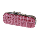 Max Cracked Stone Leather Lipstick Lip Gloss Case Storage Box Holder with Mirror Red Beans