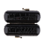 Max Cracked Stone Leather Lipstick Lip Gloss Case Storage Box Holder with Mirror Black