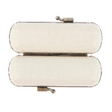 Max Cracked Stone Leather Lipstick Lip Gloss Case Storage Box Holder with Mirror White