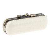 Max Cracked Stone Leather Lipstick Lip Gloss Case Storage Box Holder with Mirror White