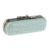 Max Cracked Stone Leather Lipstick Lip Gloss Case Storage Box Holder with Mirror Green