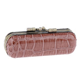 Max Cracked Stone Leather Lipstick Lip Gloss Case Storage Box Holder with Mirror Brown