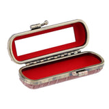 Max Cracked Stone Leather Lipstick Lip Gloss Case Storage Box Holder with Mirror Brown