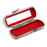 Max Cracked Stone Leather Lipstick Lip Gloss Case Storage Box Holder with Mirror Red