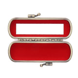 Max Cracked Stone Leather Lipstick Lip Gloss Case Storage Box Holder with Mirror Red