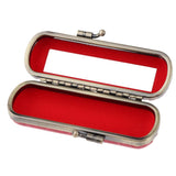 Max Cracked Stone Leather Lipstick Lip Gloss Case Storage Box Holder with Mirror Red