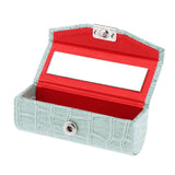 Max Leather Lipstick Case Holder Storage Box with Mirror for Purse Greyish-green