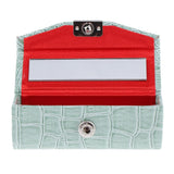 Max Leather Lipstick Case Holder Storage Box with Mirror for Purse Greyish-green