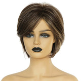 Max 10inch Natural Short Straight Wigs Fluffy Human Hair Pixie Cut Wig for Women