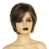 Max 10inch Natural Short Straight Wigs Fluffy Human Hair Pixie Cut Wig for Women