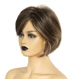 Max 10inch Natural Short Straight Wigs Fluffy Human Hair Pixie Cut Wig for Women