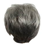 Max 8'' Natural Short Straight Wigs Human Hair Pixie Cut Wig for Women w/Bangs Black Gray