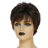 Maxbell Natural Short Curly Wigs Human Hair Pixie Cut Wig for Women w/ Bangs 8 inch