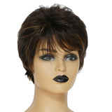 Maxbell Natural Short Curly Wigs Human Hair Pixie Cut Wig for Women w/ Bangs 8 inch