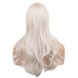 Maxbell Women Synthetic Long Curly Wavy Wig White Mixed Color Side Part Full Wigs