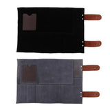 Maxbell Durable Leather Hair Cutting Scissors Pouch Rolled Bag for Hairdresser Black