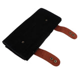 Maxbell Durable Leather Hair Cutting Scissors Pouch Rolled Bag for Hairdresser Black