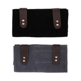Maxbell Durable Leather Hair Cutting Scissors Pouch Rolled Bag for Hairdresser Black