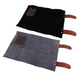 Maxbell Durable Leather Hair Cutting Scissors Pouch Rolled Bag for Hairdresser Black