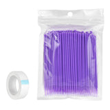 Maxbell 100Pcs Disposable Eyelash Extension Microbrush Swabs & Under Eye Pads Purple