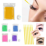 Maxbell 100Pcs Disposable Eyelash Extension Microbrush Swabs & Under Eye Pads Purple