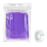 Maxbell 100Pcs Disposable Eyelash Extension Microbrush Swabs & Under Eye Pads Purple
