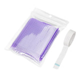 Maxbell 100Pcs Disposable Eyelash Extension Microbrush Swabs & Under Eye Pads Purple