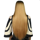 Max 24" Women Middle Part Long Straight Hair Lace Front Synthetic Wig Golden