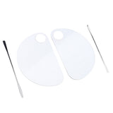 Maxbell 2pcs Nail Art Paint Makeup Foundation Mixing Palette w/ Spatula DIY Manicure Half Moon