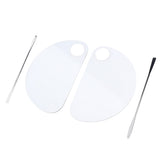 Maxbell 2pcs Nail Art Paint Makeup Foundation Mixing Palette w/ Spatula DIY Manicure Half Moon