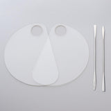 Maxbell 2pcs Nail Art Paint Makeup Foundation Mixing Palette w/ Spatula DIY Manicure Half Moon