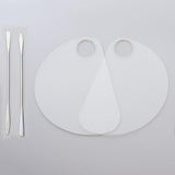 Maxbell 2pcs Nail Art Paint Makeup Foundation Mixing Palette w/ Spatula DIY Manicure Half Moon