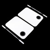 2x Steel Nail Art Face Makeup Foundation Mixing Palette+Spatula Sets Mirror