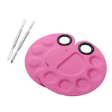 Maxbell 2pcs Nail Art Paint Makeup Foundation Mixing Palette w/ Spatula Sticks Set Pink