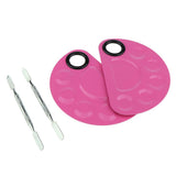 Maxbell 2pcs Nail Art Paint Makeup Foundation Mixing Palette w/ Spatula Sticks Set Pink