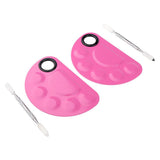 Maxbell 2pcs Nail Art Paint Makeup Foundation Mixing Palette w/ Spatula Sticks Set Pink