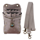 Maxbell PU Hairdressing Hair Cutting Scissors Shears Haircut Tools Rivet Holster Bag Gray