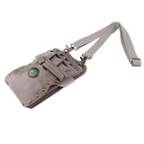 Maxbell PU Hairdressing Hair Cutting Scissors Shears Haircut Tools Rivet Holster Bag Gray