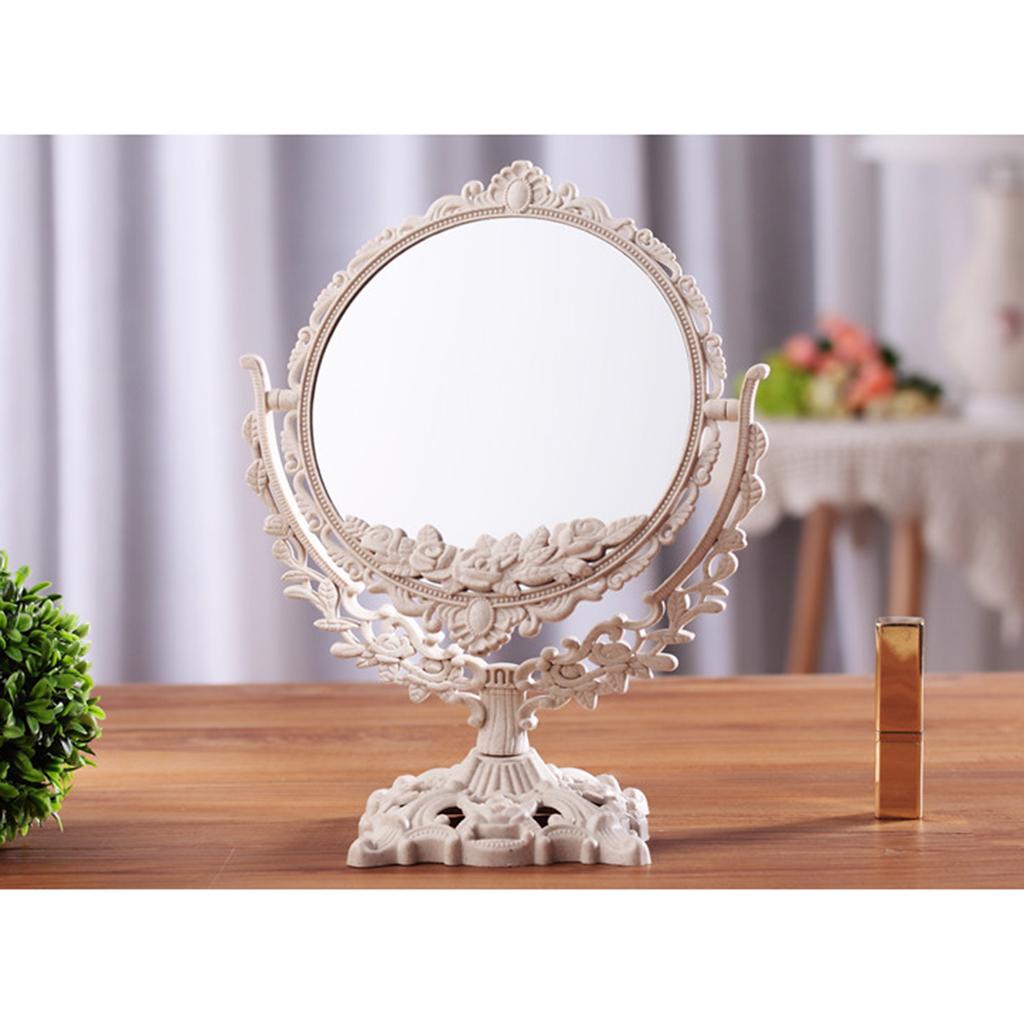Tabletop Vanity Makeup Mirror Double Side 360 Degree Swivel Cosmetic Mirrors Round Shape