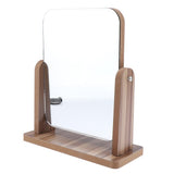 Max Portable Compact Cosmetic Tabletop Stand HD Makeup Mirror Wooden Base Travel
