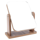 Max Portable Compact Cosmetic Tabletop Stand HD Makeup Mirror Wooden Base Travel