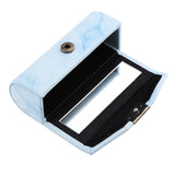 Maxbell Stone Pattern Leather Lip Gloss Makeup Lipstick Holder Case with Mirror Light Blue