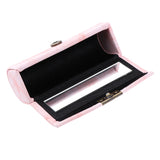 Maxbell Stone Pattern Leather Lip Gloss Makeup Lipstick Holder Case with Mirror Orange Pink
